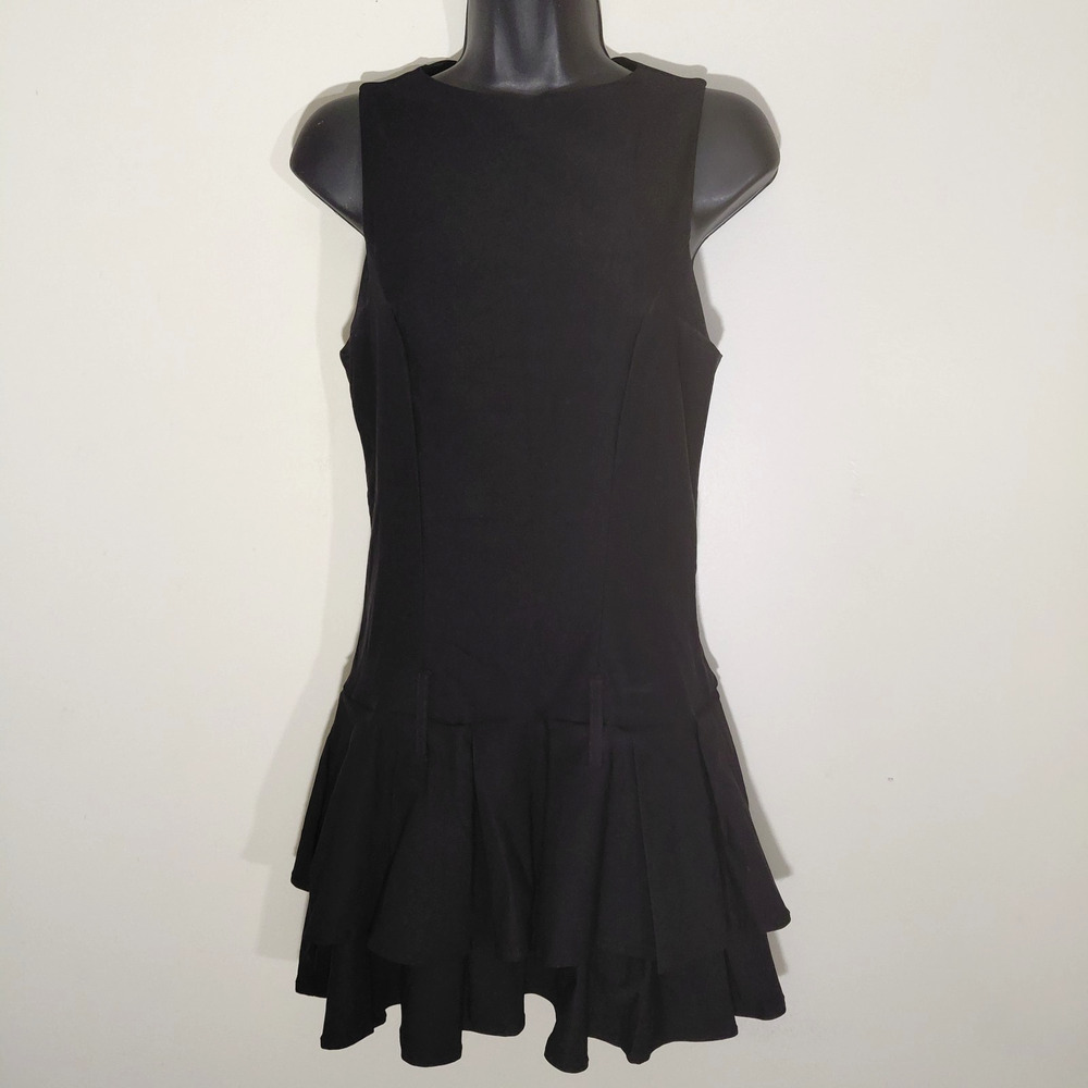 Layered Drop Waist Dress Size 6 Soft Goth Dark Feminine Minimalist Corporate